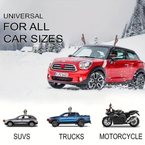 Reindeer Antlers & Nose for your Holiday Car Bicycle or Motorcycle - Picture 2 of 7